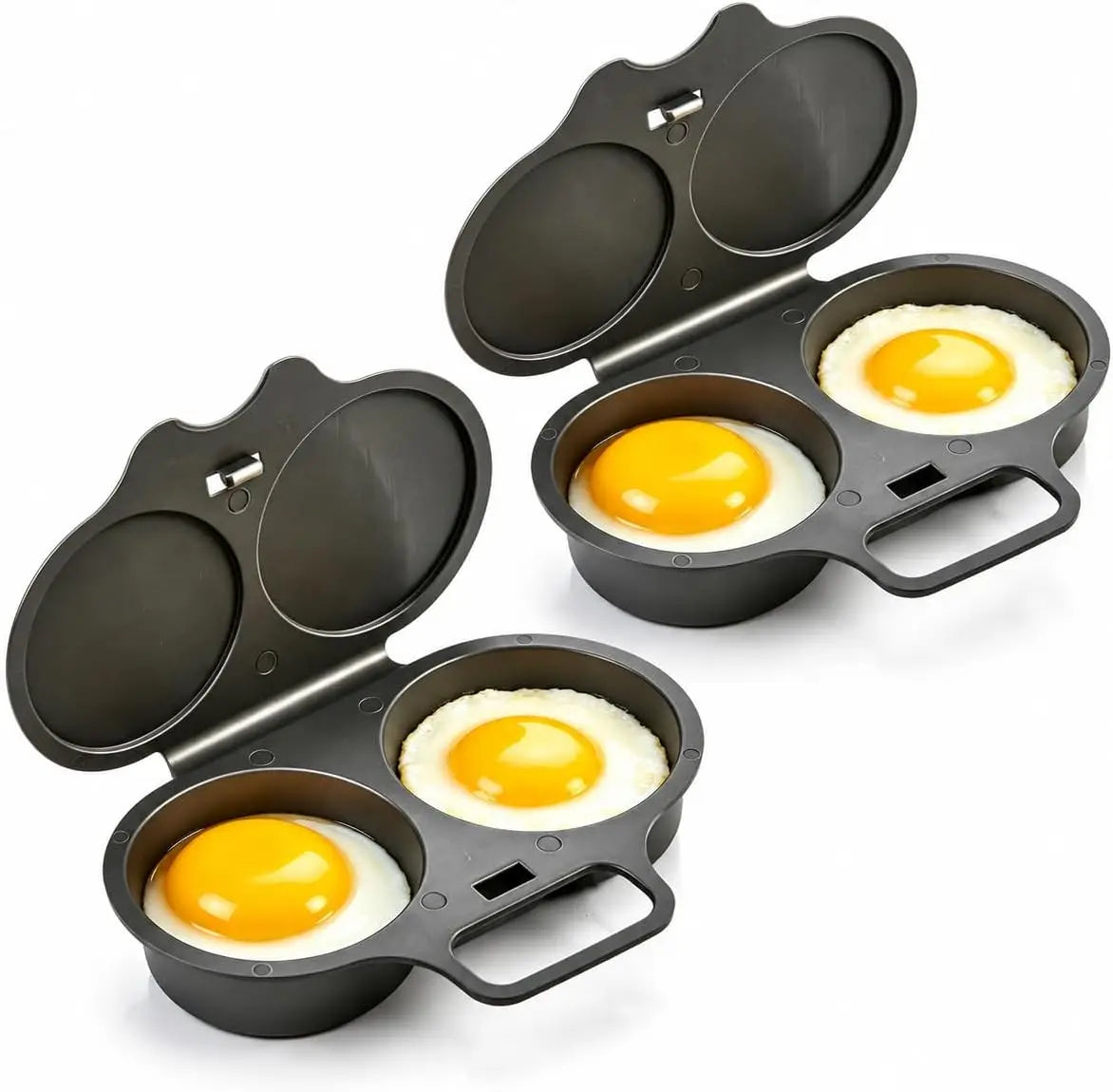 SWANS Microwave Egg Poacher – Dual Cavity Cooker with Lid Microwave Egg Poacher SWANS Dark Gray-2pcs