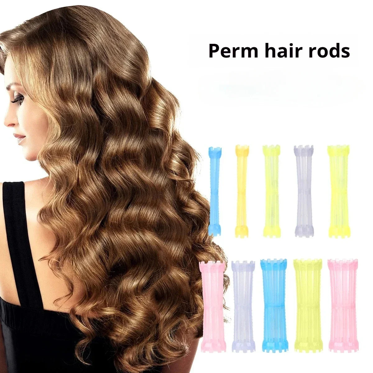 10-Pack Clear Perm Rods – Heatless Hair Rollers for Curls Hair Perm Rods SWANS