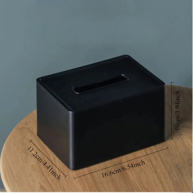 SWANS Solid Color Plastic Tissue Box with Bottom Cap Tissue Box Holder SWANS black