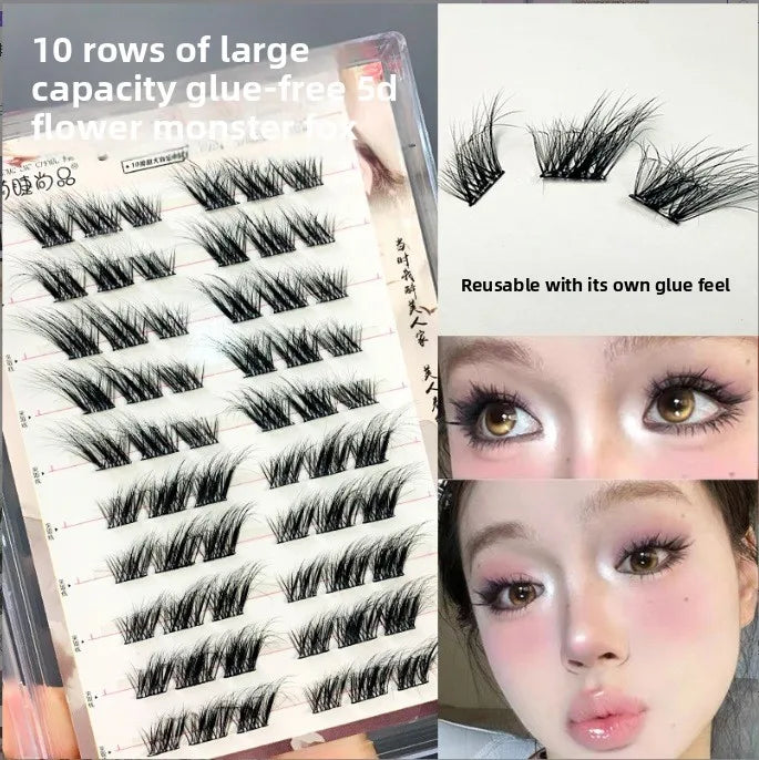No-Glue 3D Manga Cat Eye False Lashes – Reusable & Curly