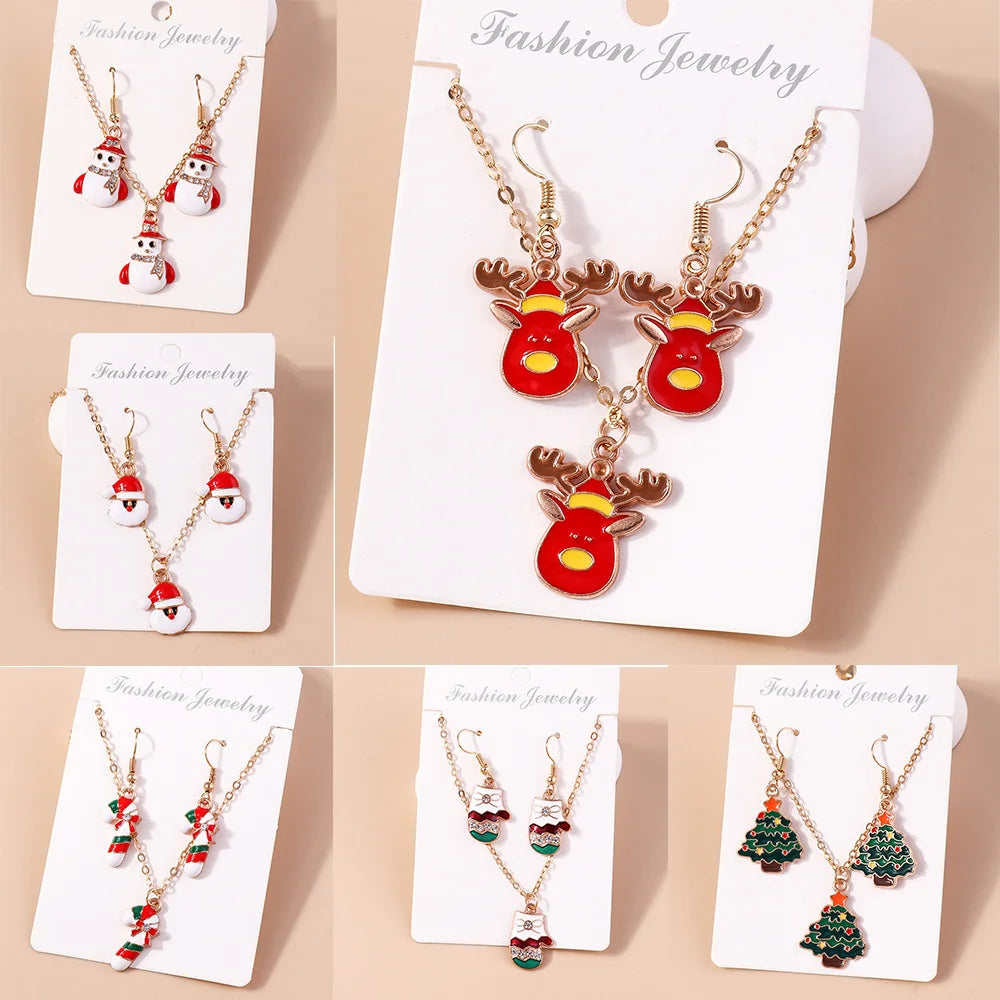 Christmas Tree Necklace & Earrings Set | Festive Holiday Jewelry Christmas Jewelry Set SWANS