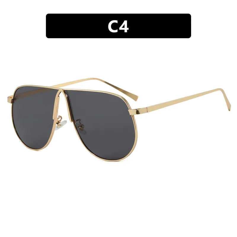 TOYEARN Oversized Pilot Sunglasses UV400 Unisex Metal Frame Pilot Sunglasses SWANS Gold Black As the picture