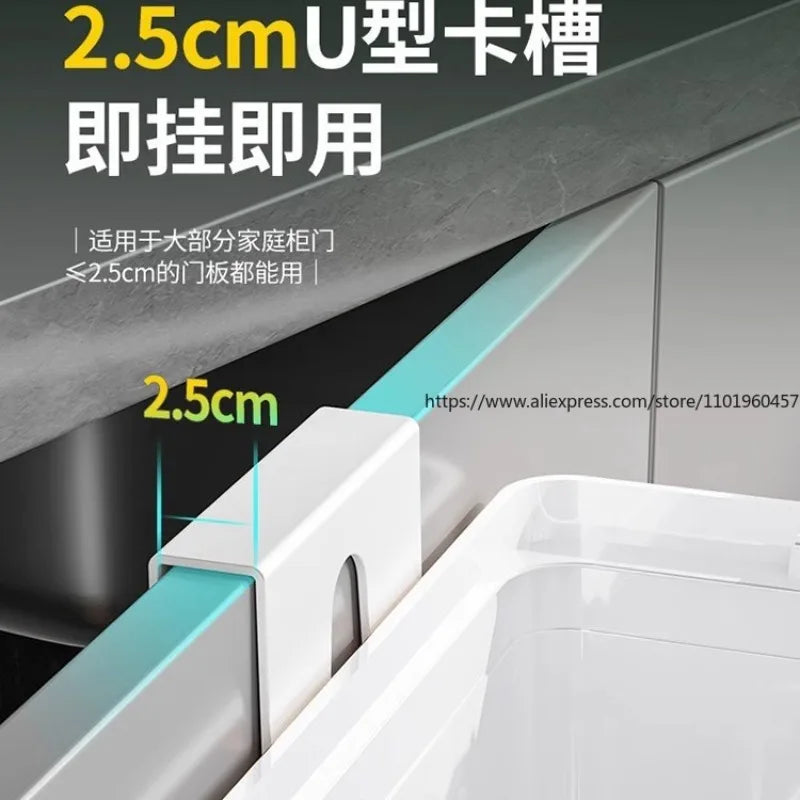 SWANS Wall-Mounted Flip-Lid Trash Can – Kitchen & Bathroom Wall-Mounted Trash Can SWANS