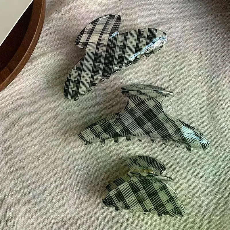 Plaid Acrylic Hair Claw Clip – Retro Vintage Style for Women Hair Claw Clip SWANS