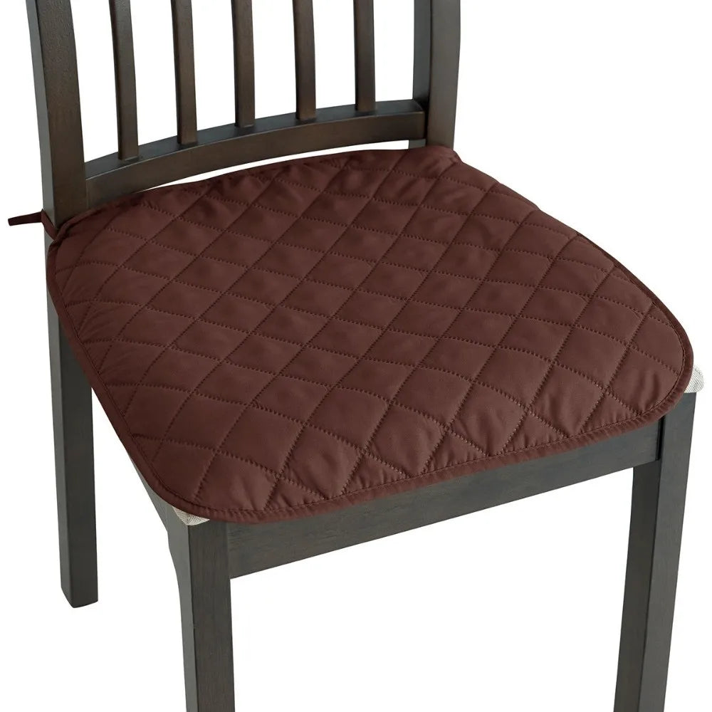 45x45cm Diamond Quilted Tie-On Chair Seat Cushion | Soft Pad Chair Seat Cushion SWANS Dark Coffee