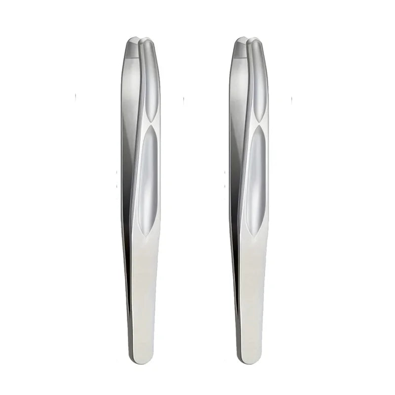 SWANS Round Tip Tweezers – Precision Eyebrow & Facial Hair Tool Precision Tweezers SWANS 2PCS silver