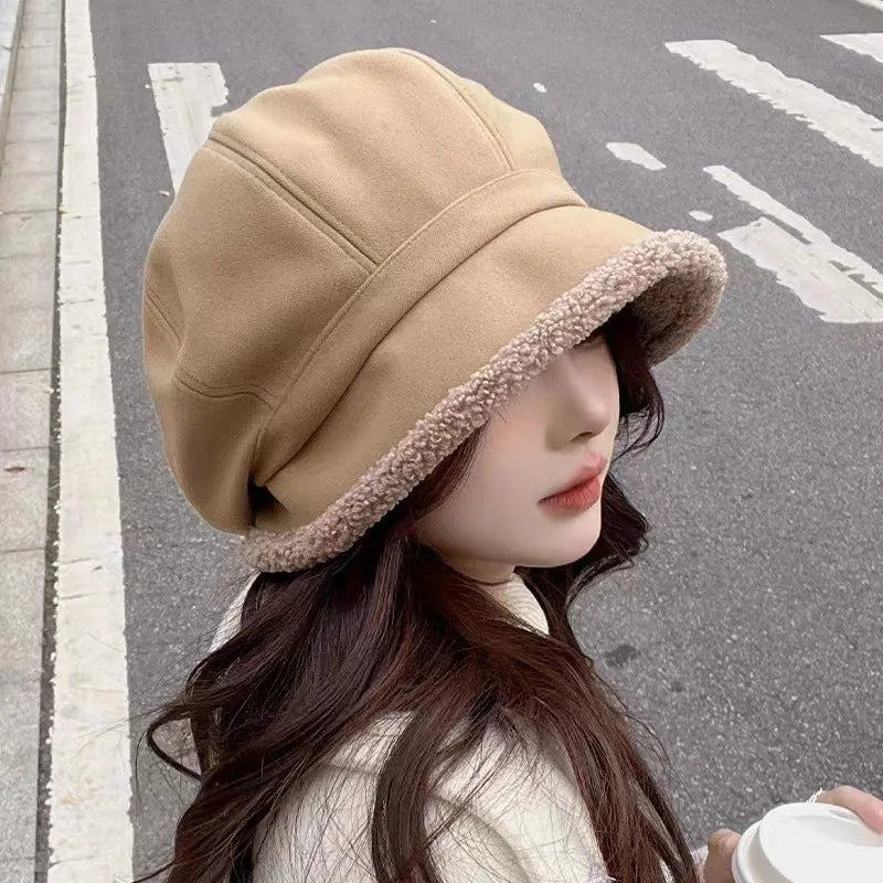 Women's Fleece Lined Winter Beret Hat – Warm Plush Ear Cover Winter Beret Hat SWANS