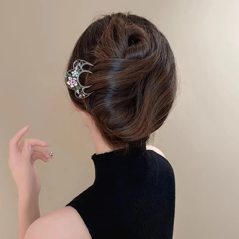 U-Shaped Floral Hair Comb Pin – Ancient Style Headpiece Hair Comb Pin SWANS