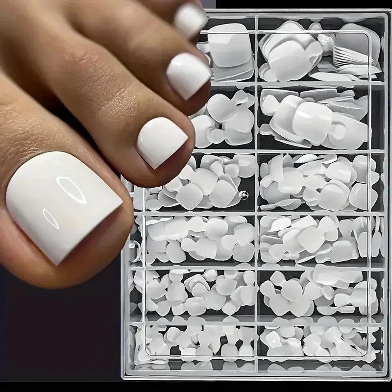 SWANS French Press-On Toenails – Short Square Full Cover Tips Press-On Toenails SWANS