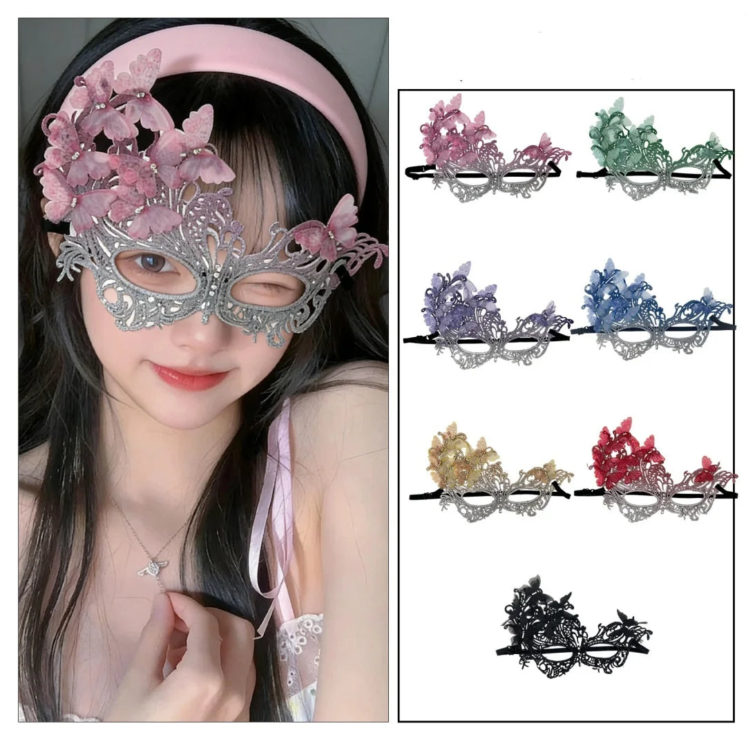 Rhinestone Butterfly Masquerade Mask – Lace Gradient Half Face Masquerade Mask SWANS