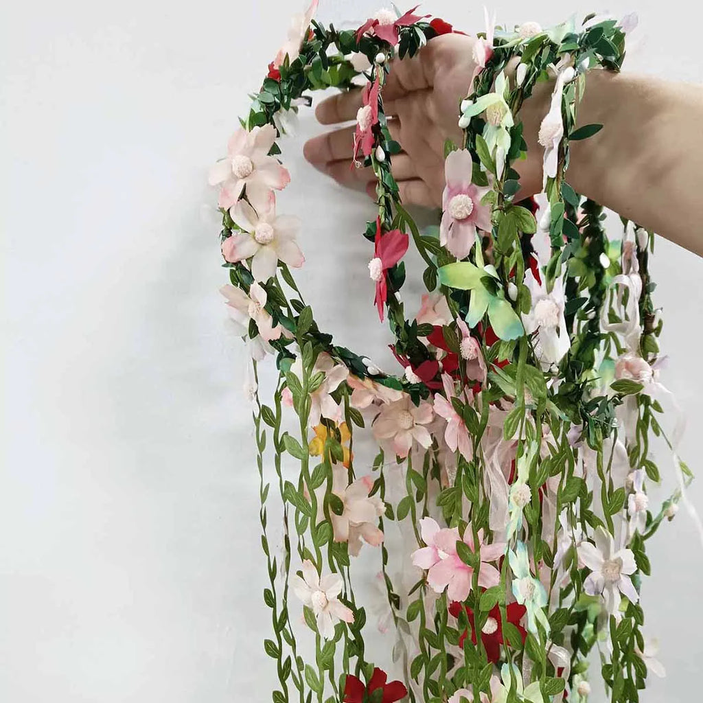 Bohemian Floral Crown Headband – Bridal Wedding Hair Wreath Floral Crown Headband SWANS