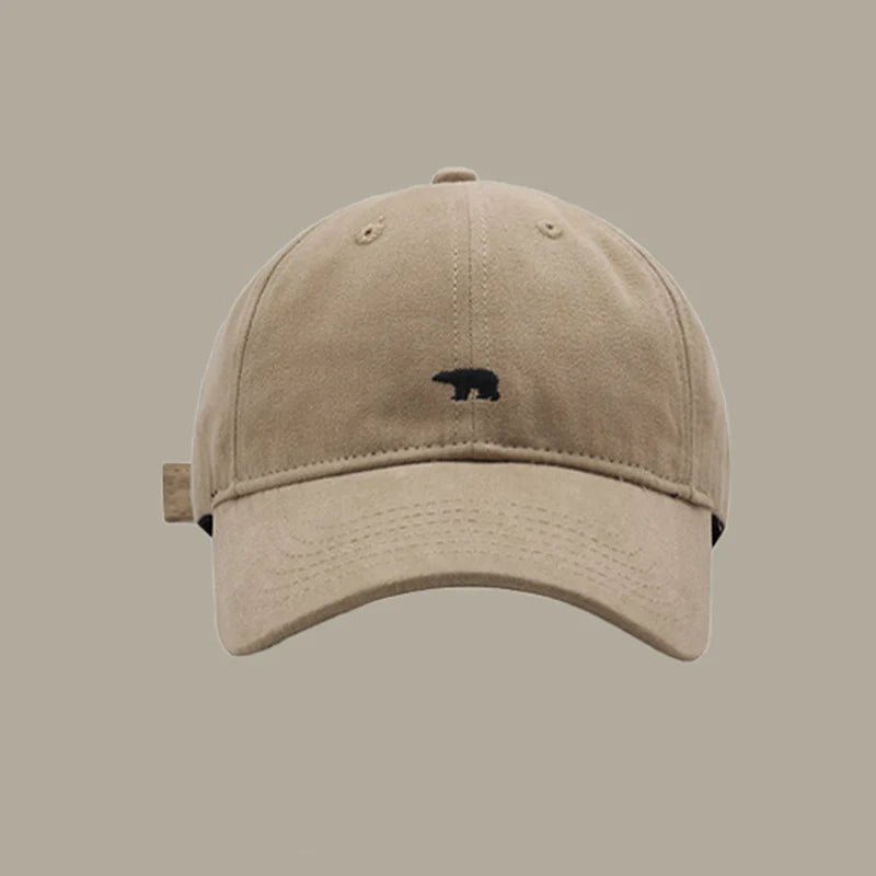 Bear Embroidery Baseball Cap – Unisex Cotton Snapback Hat Baseball Cap SWANS A Style khaki Adjustable
