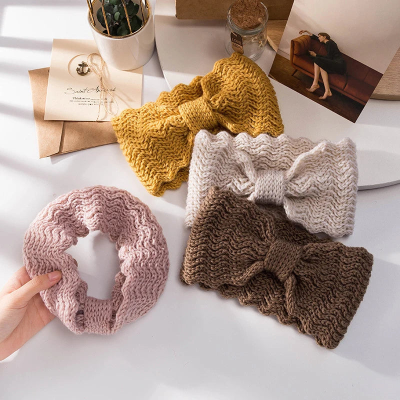 Women's Twist Knit Wide Headband – Soft Elastic Turban Wrap Knit Turban Headband SWANS