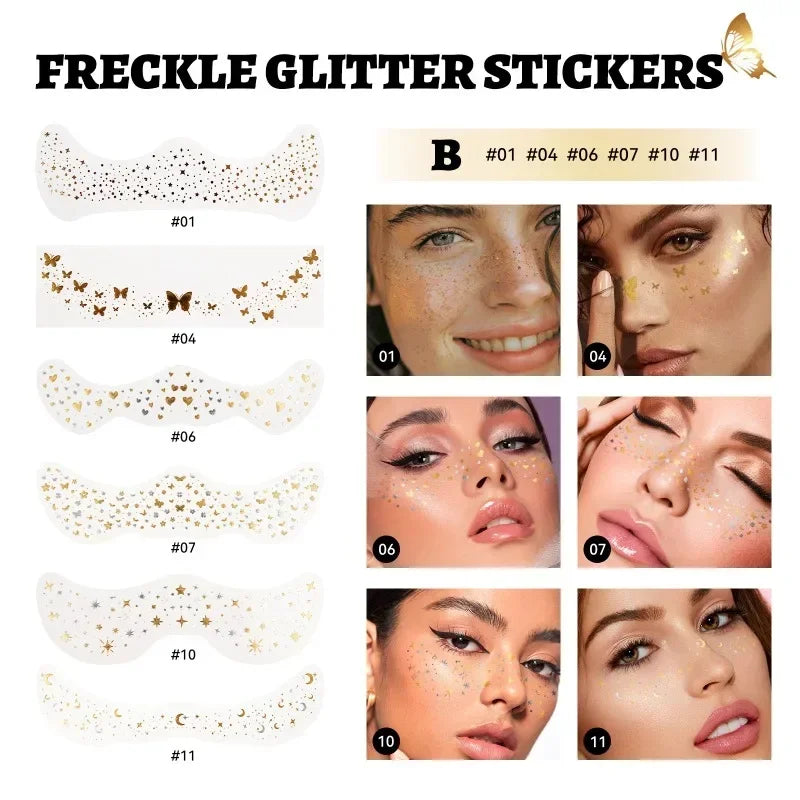 6-Pack Fake Freckle Tattoo Stickers – Waterproof Face Makeup Temporary Tattoo Sticker SWANS Set B 6pcs