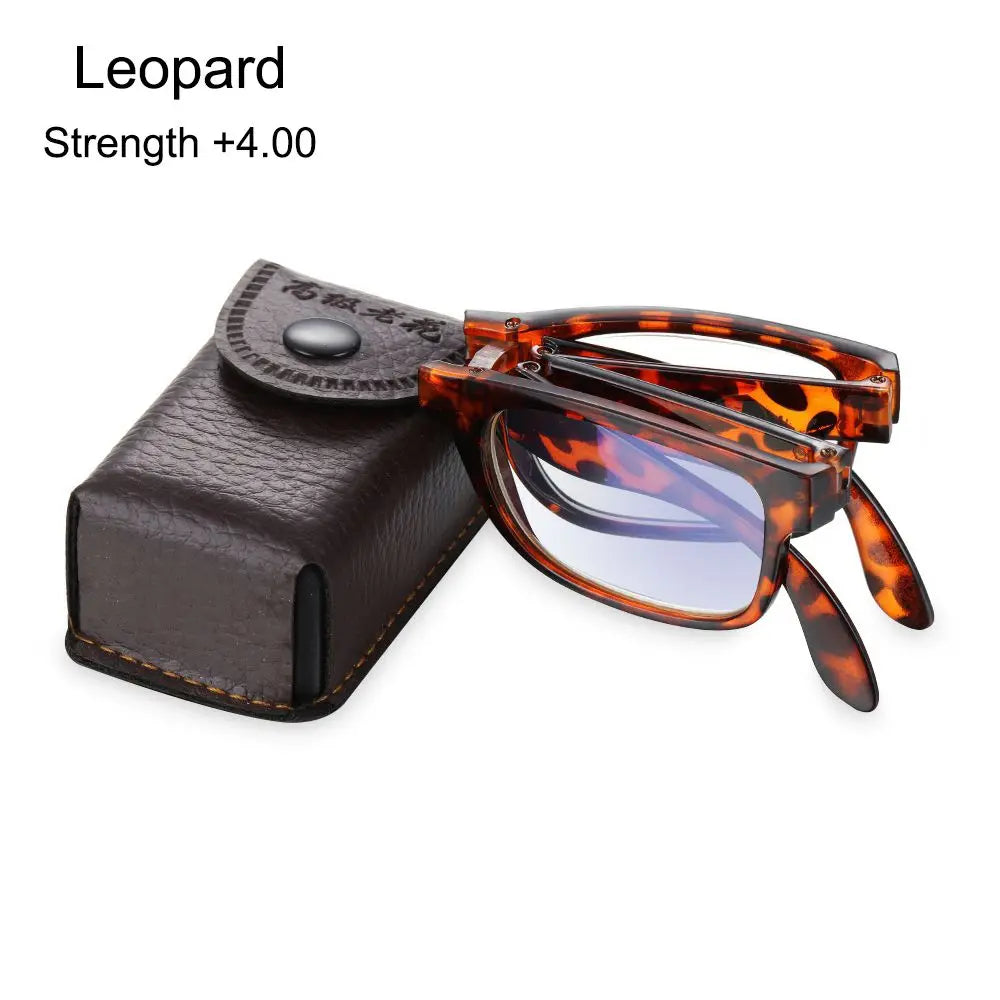 TR90 Folding Reading Glasses Anti Blue Light +1.0–+4.0 Unisex Folding Reading Glasses SWANS leopard Strength 2.00