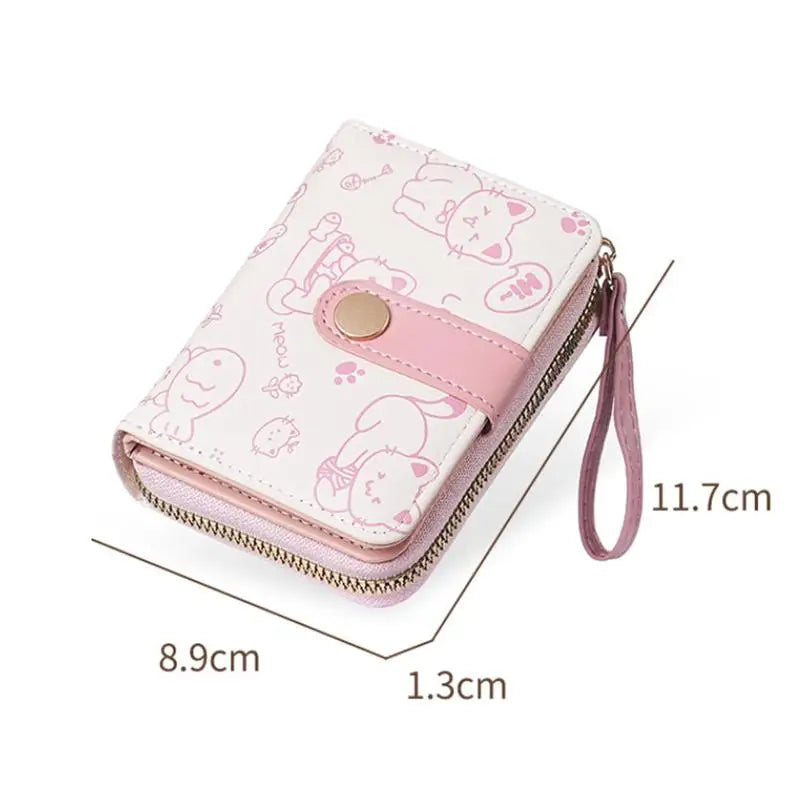 Lovely Cat PU Leather Folding Wallet – Women's Zipper Purse Folding Zipper Wallet SWANS