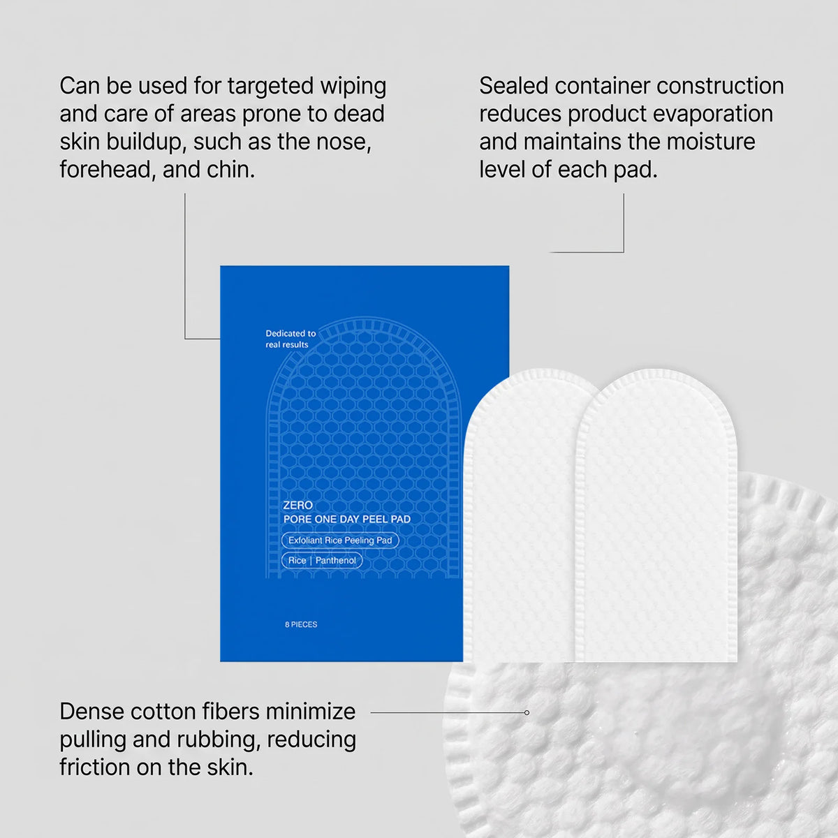 Zero Pore Dual-Texture Exfoliating Cotton Pads – 8pc Set Exfoliating Face Pads SWANS
