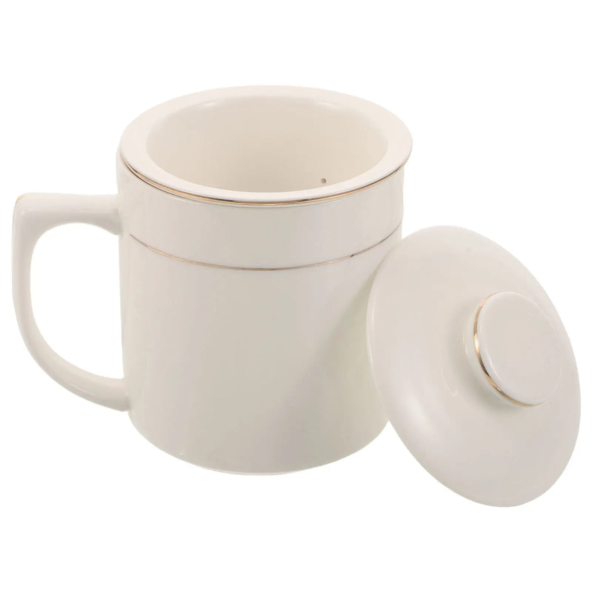 White Bone China Tea Cup Gold Rim Lid 450ml Ceramic Mug Ceramic Tea Mug SWANS