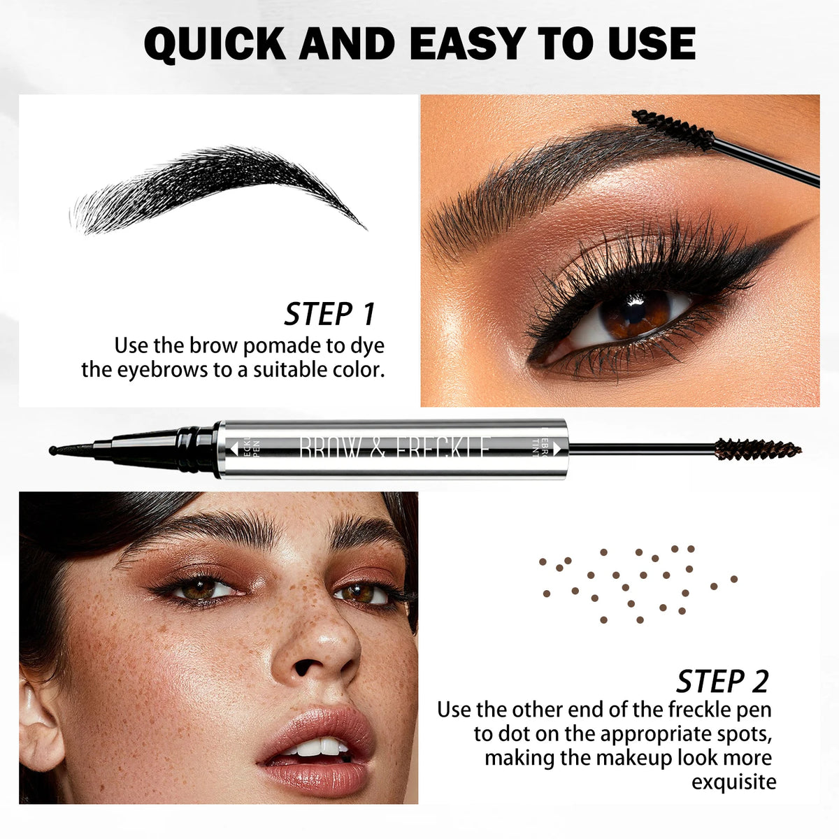 2-in-1 Eyebrow Tint & Freckle Pen – Waterproof Dual-End Eyebrow & Freckle Pen SWANS