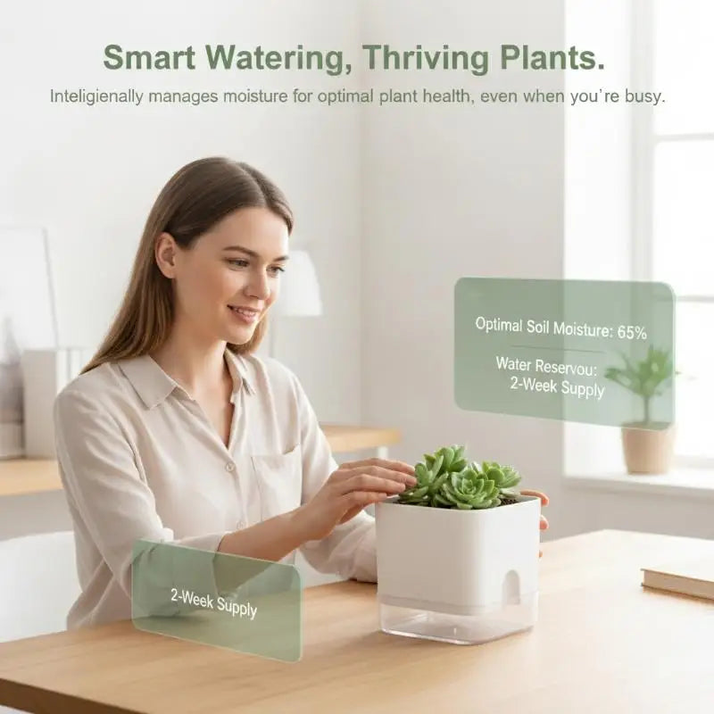 SWANS Self-Watering Square Plant Pot – Double Layer Indoor Outdoor Self-Watering Planter SWANS
