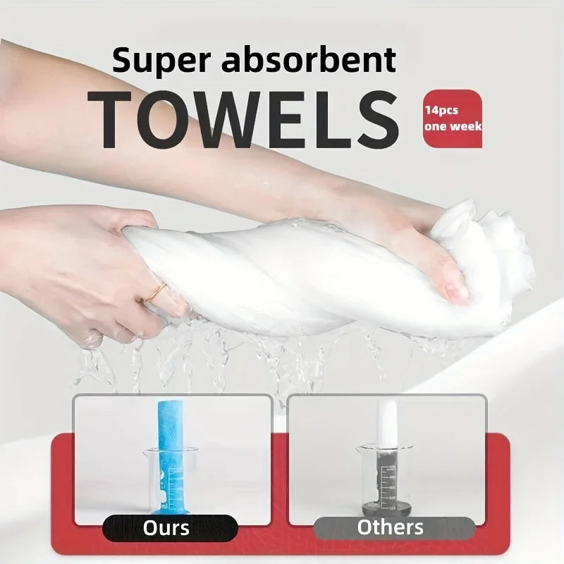 SWANS 14-Pack Compressed Cotton Travel Towels – Portable Washcloths Compressed Travel Towels SWANS