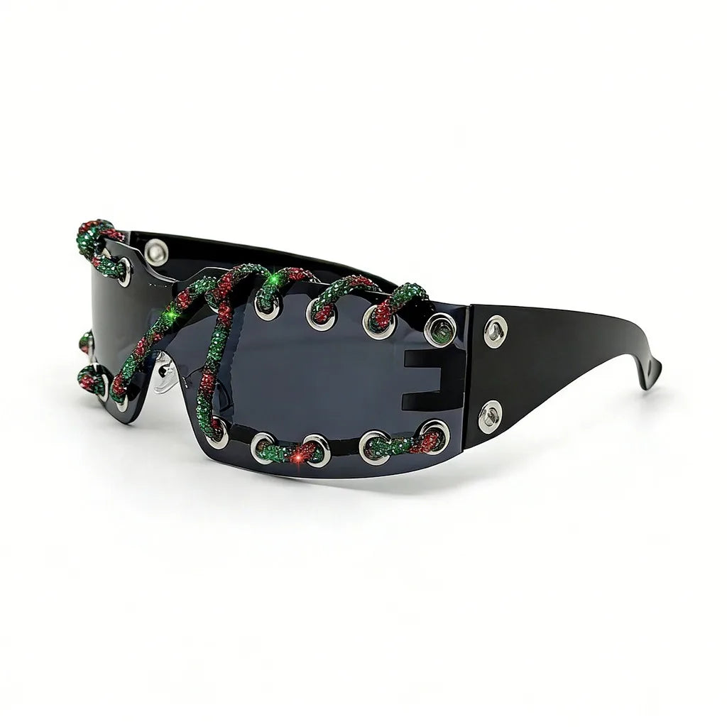 Y2K Wide Shield Sunglasses UV400 Polarized Unisex Shield Sunglasses SWANS Black Red Green