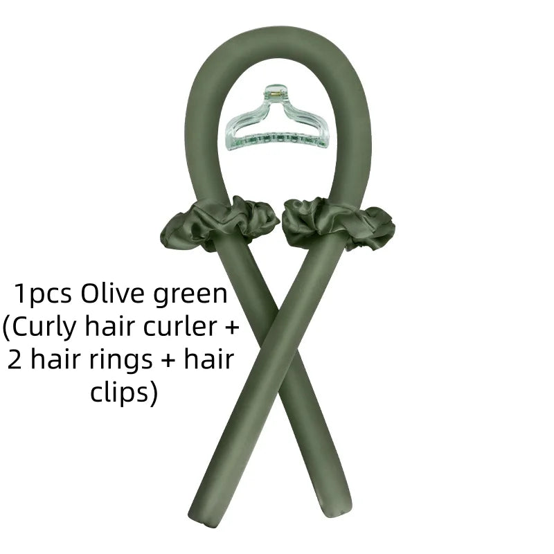 Foam No-Heat Sleeping Hair Curlers – Big Wave Styler 1/3/5pc Hair Curl Styler SWANS 1pcs olive green