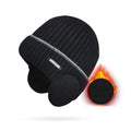 Thickened Knit Hat with Earmuffs – Unisex Windproof Cap Knit Winter Hat SWANS Black