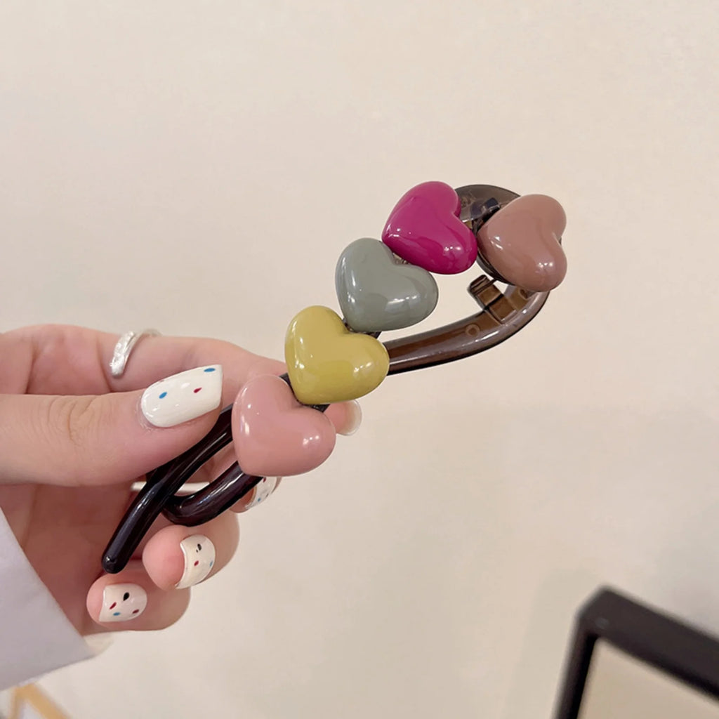 Colorful Bead Hair Claw Clip – Korean Heart & Round Style Hair Claw Clip SWANS love
