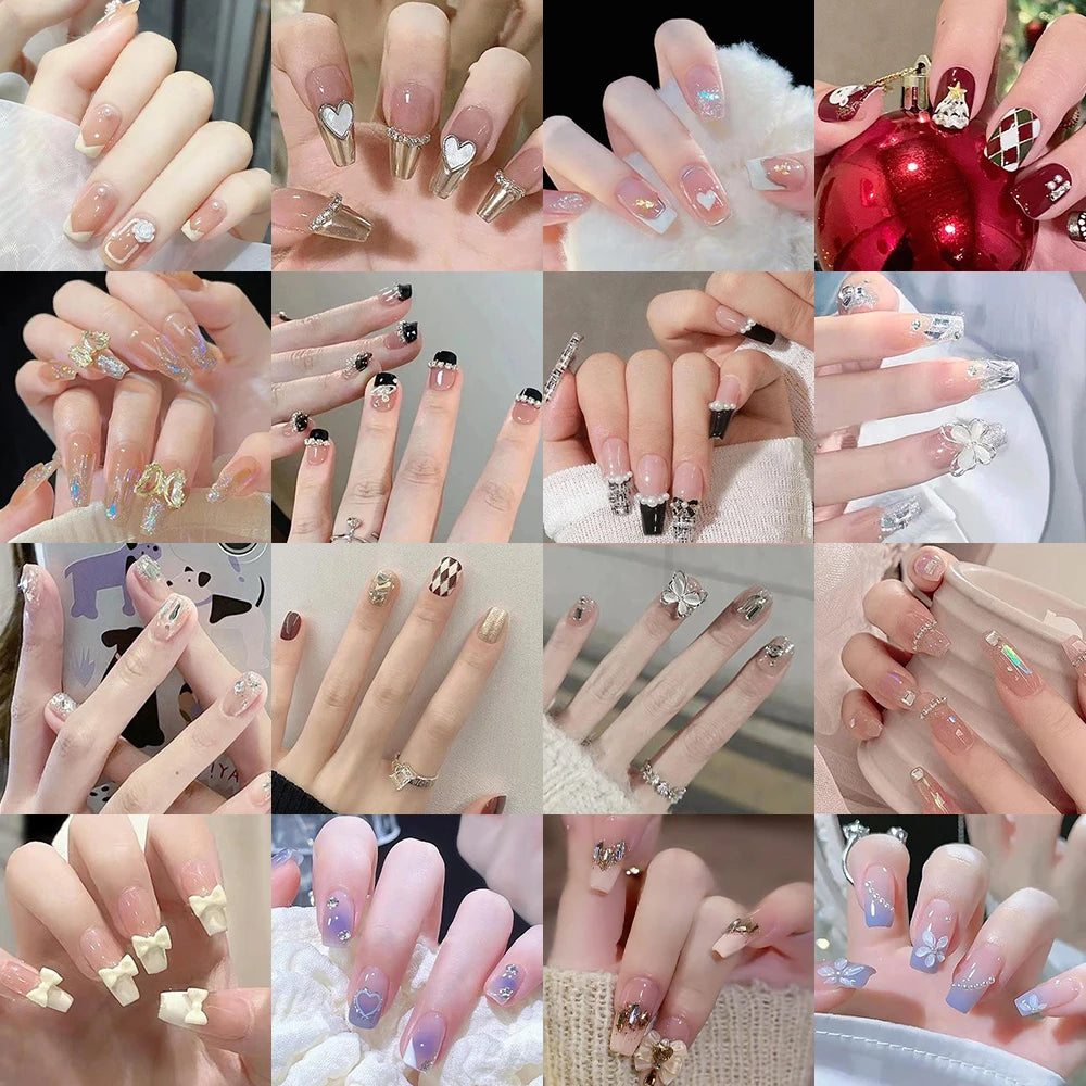 Press-On French Tip Acrylic Nails – 24pc Short Fake Nail Set Press-On Nail Set SWANS