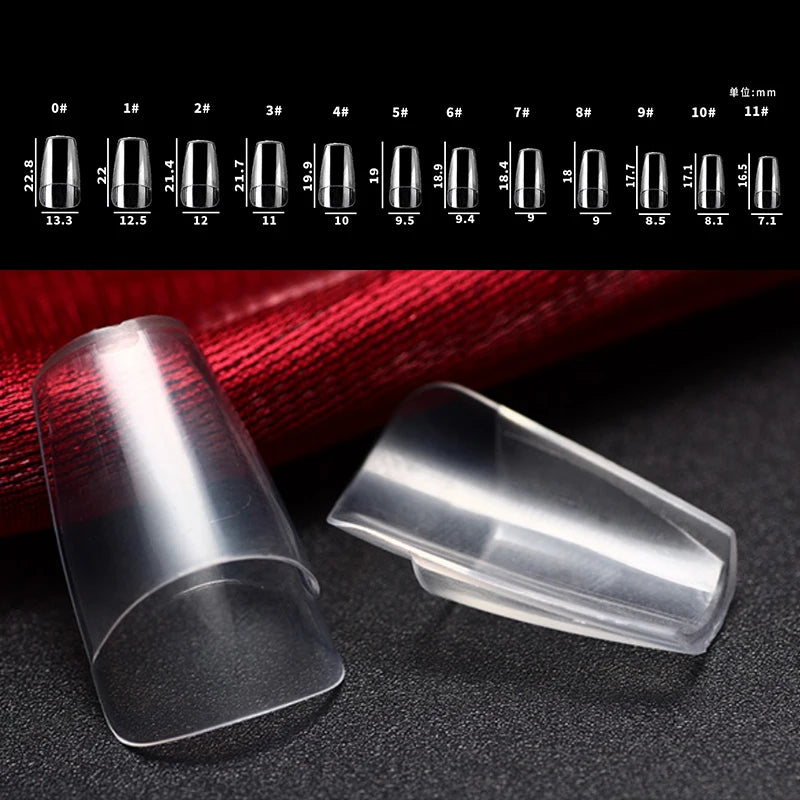Transparent Coffin Press-On False Nail Tips 60pcs | Clear Press-On Nail Tips SWANS Water coffin 60pcs