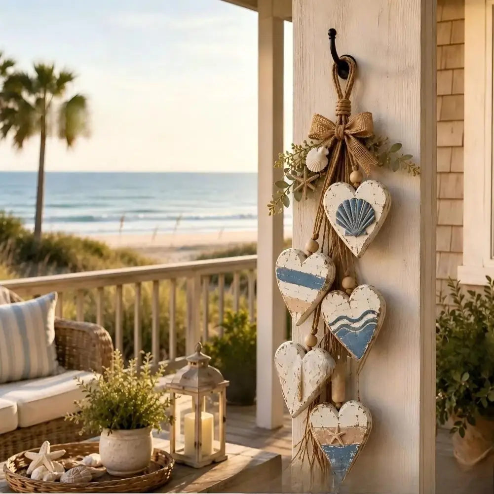 Rustic Farmhouse Heart Wall Hanging – 5-Layer Wood & Hemp Wall Hanging Decor SWANS