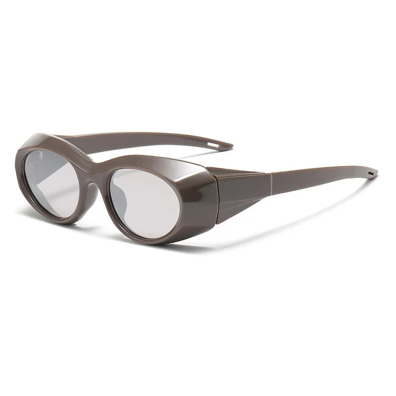 Y2K Steampunk Sunglasses UV400 Unisex Sport Goggle Shades Fashion Sunglasses SWANS Coffee Silver