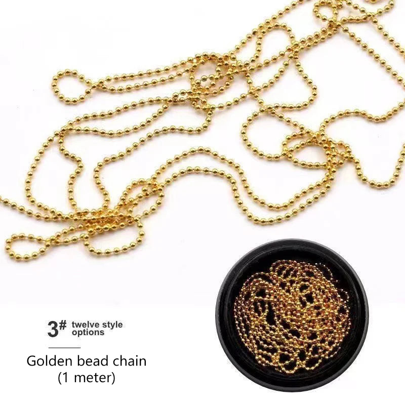 100cm Metal Nail Art Chain – Gold & Silver 3D DIY Decoration Nail Art Chain SWANS Gold