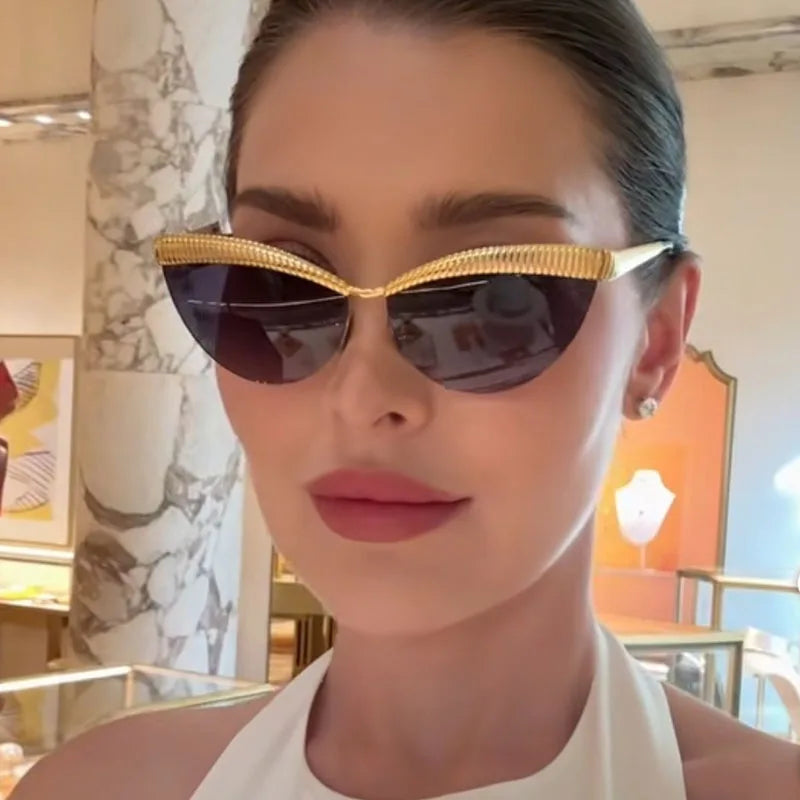 TOYEARN Y2K Cat Eye Sunglasses – Vintage Half Frame Women Cat Eye Sunglasses SWANS