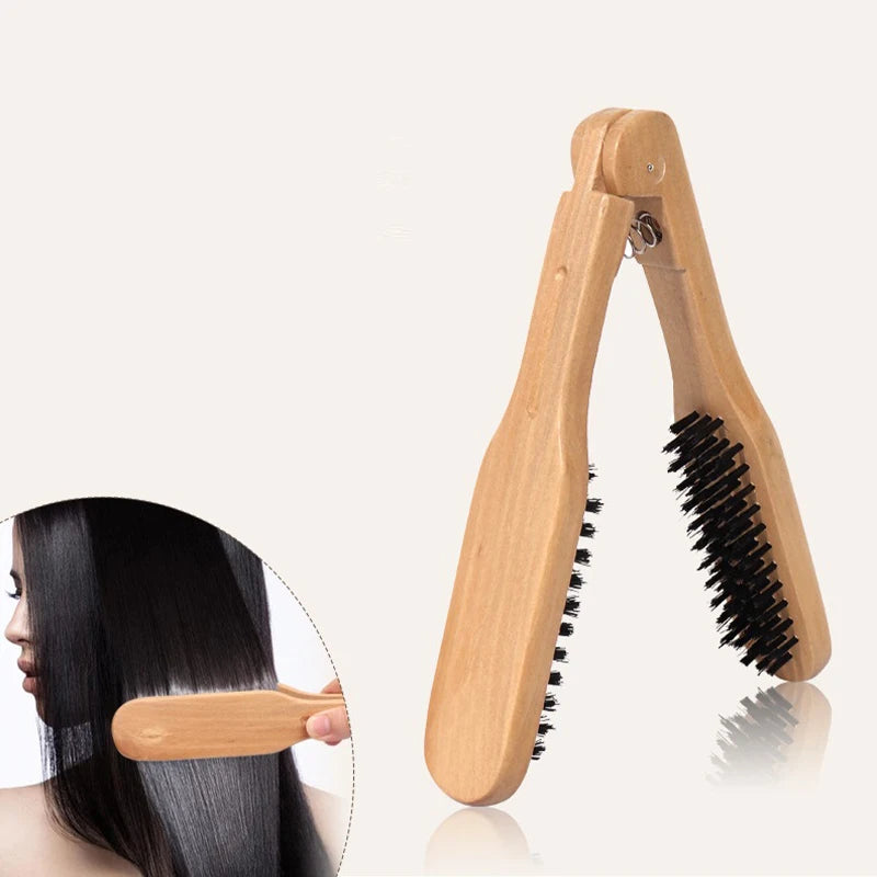 V-Shape Boar Bristle Paddle Brush – Anti-Static Hair Comb Boar Bristle Brush SWANS