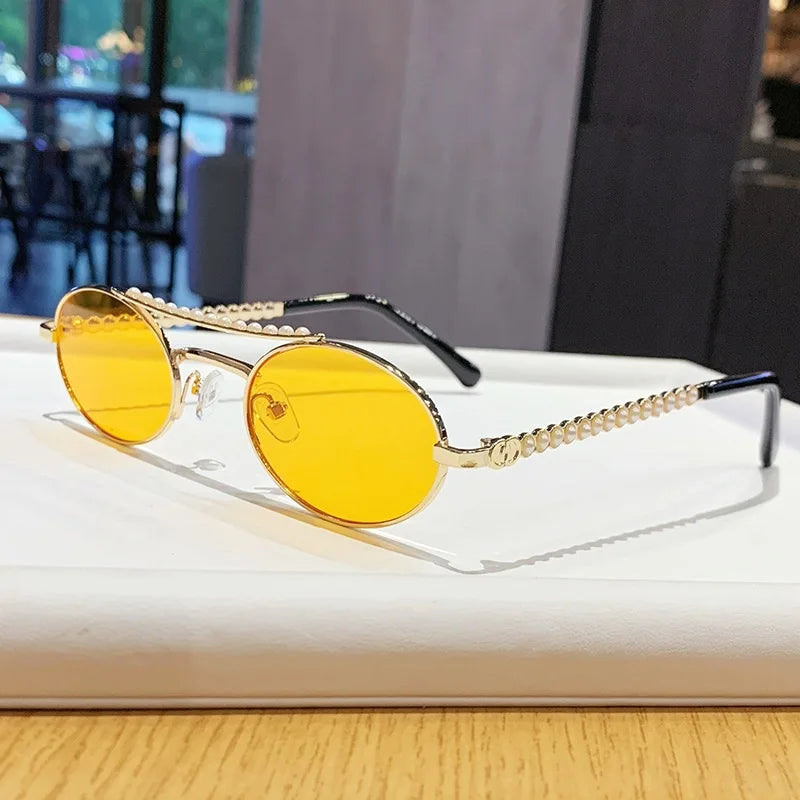Y2K Punk Oval Sunglasses – Pearl Double Bridge | TOYEARN Fashion Sunglasses SWANS Orange