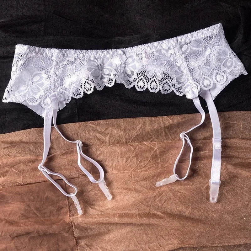 Women's Lace Garter Belt – Adjustable Suspender Belt M–XL Lace Garter Belt SWANS White L