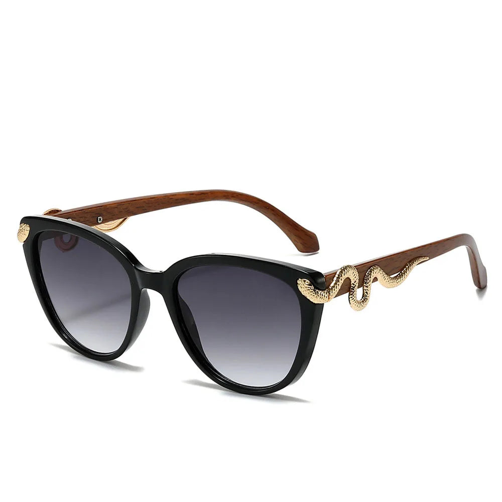 Y2K Cat Eye Sunglasses Gold Snake UV400 Gradient Shades Cat Eye Sunglasses SWANS Black Gray