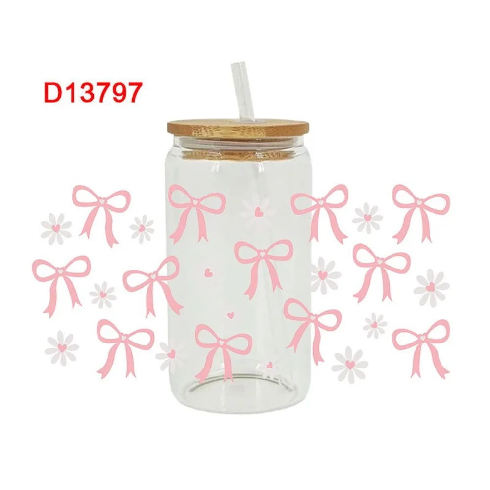 UV DTF Transfer Sticker – Waterproof Wrap for 16oz Glass Cup Cup Wrap Sticker SWANS 3