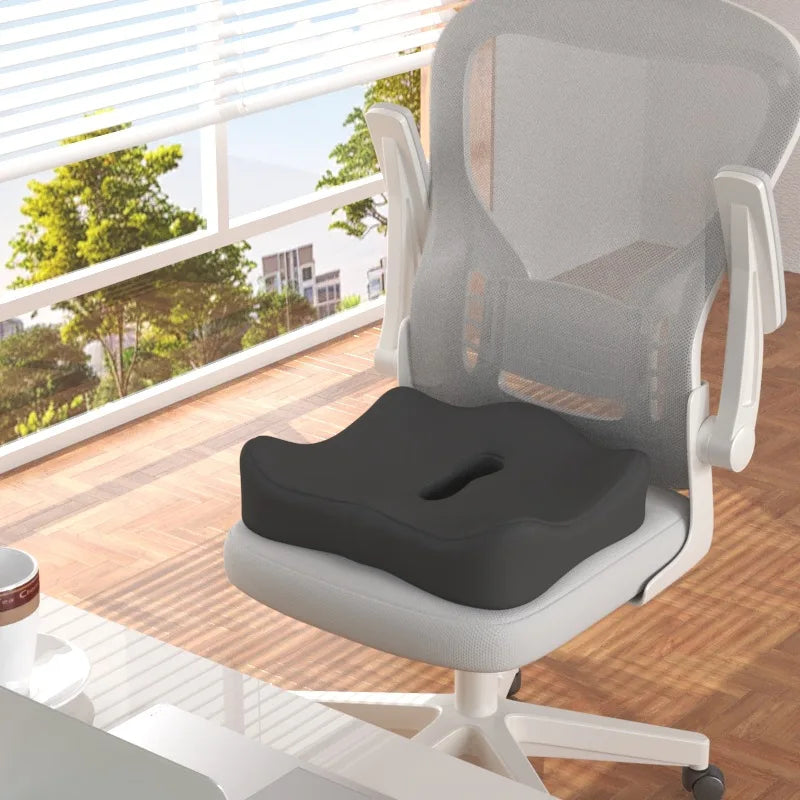 SWANS 3-Zone Memory Foam Seat & Lumbar Cushion | Ergonomic Seat & Back Cushion SWANS black 43x34cm