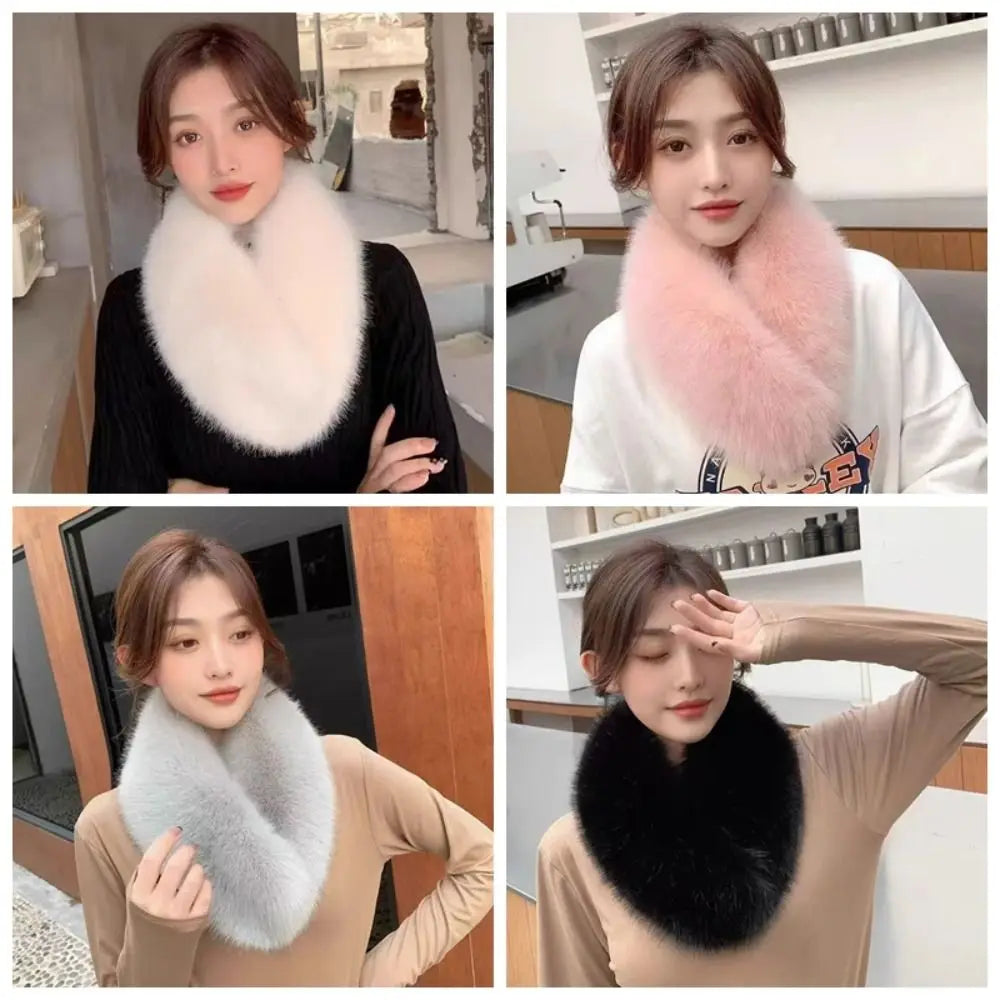Faux Fox Fur Neck Warmer – Double-Sided Loop Scarf & Collar Fur Neck Warmer SWANS