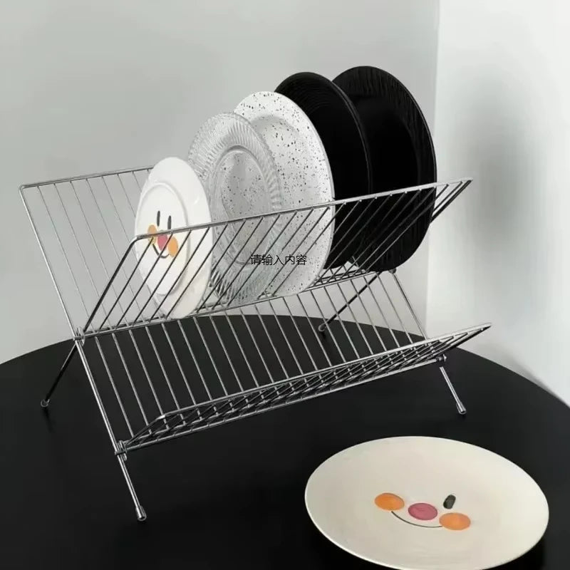 SWANS Foldable Stainless Steel Dish Drying Rack | Kitchen Organizer Dish Drying Rack SWANS