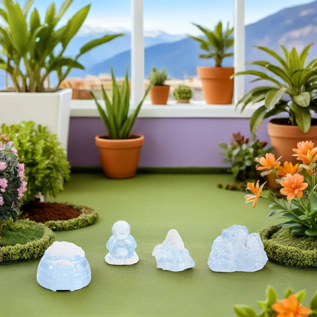 18-Piece Mini Arctic Penguin & Iceberg Figurine Set | Decor Miniature Figurine Set SWANS