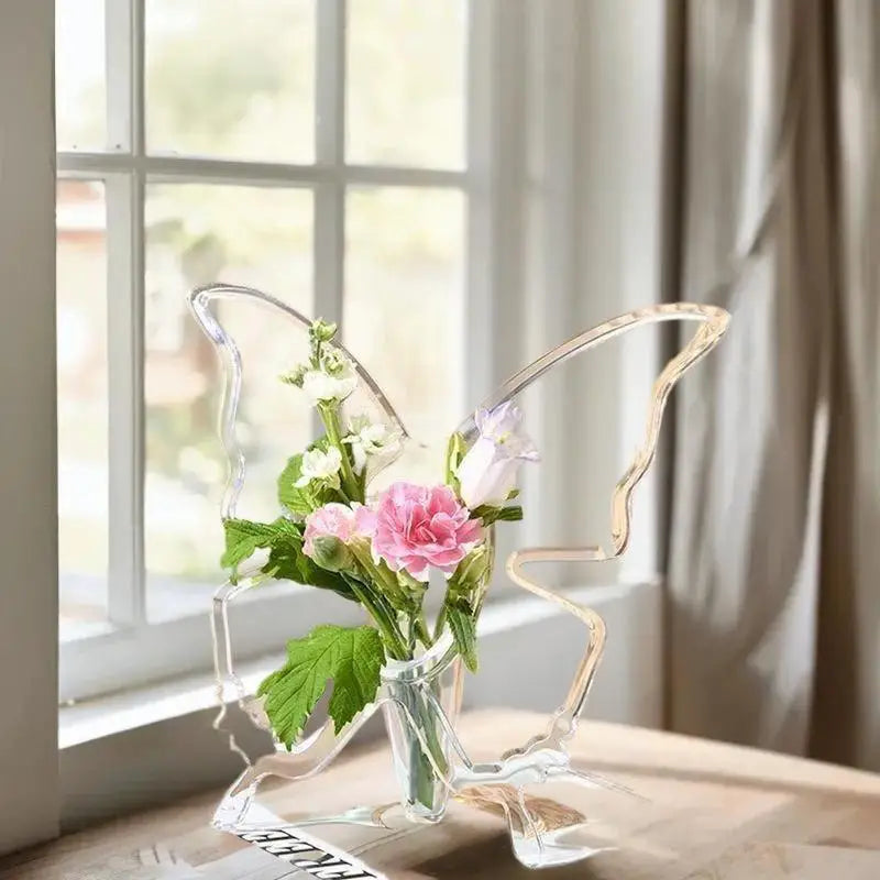 SWANS Clear Acrylic Butterfly Vase – 3D Flower Home Decor Decorative Vase SWANS