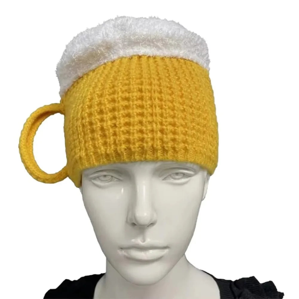 3D Beer Cup Knitted Beanie – Funny Unisex Winter Hat & Gift Novelty Knit Beanie SWANS