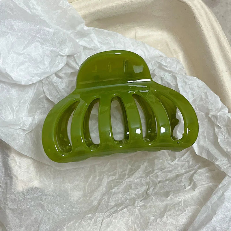 Hollow Hair Claw Clip Set – Green & Black Acrylic Shark Clips Hair Claw Clip SWANS green