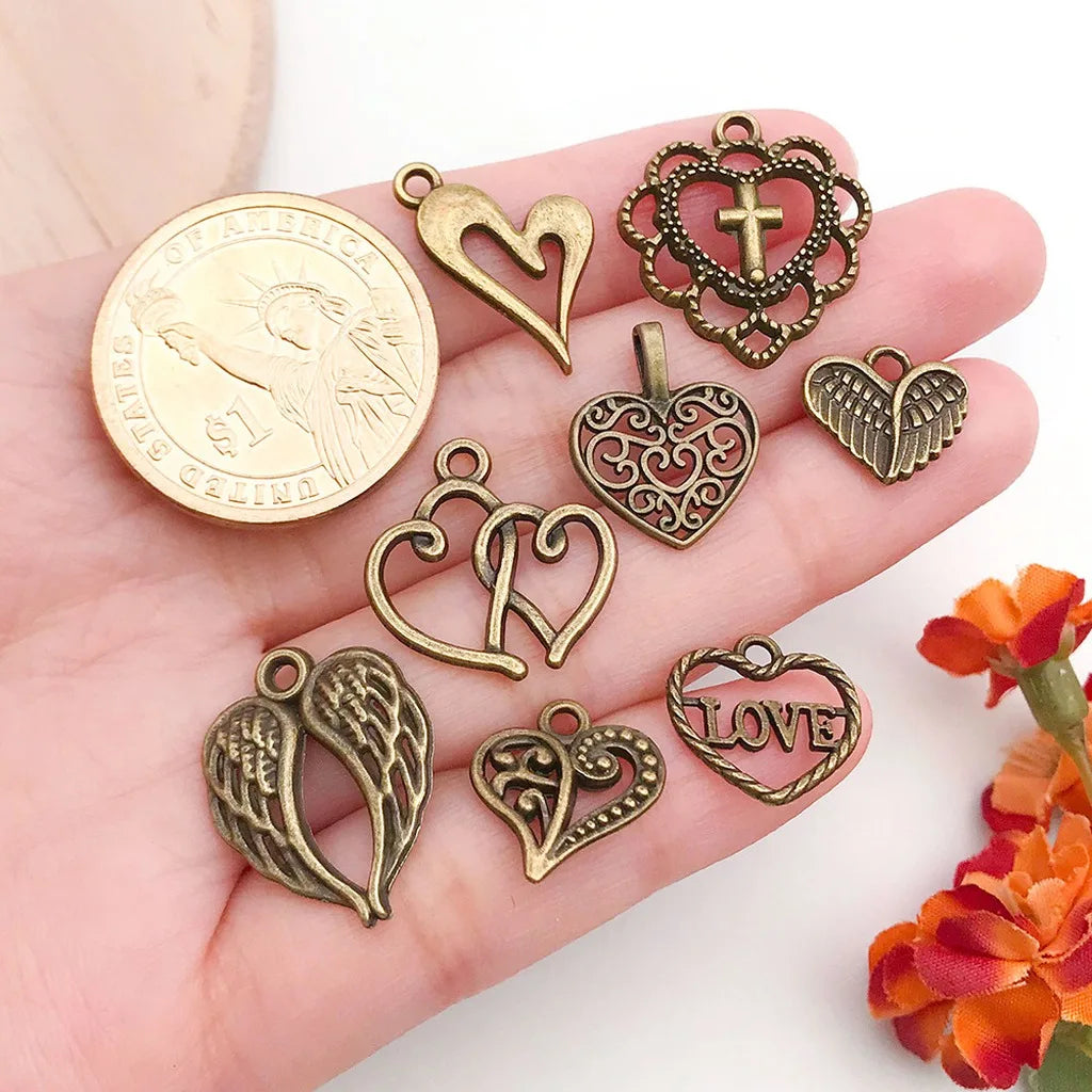 20-Pack Vintage Heart Alloy Charms for DIY Jewelry Making Jewelry Charms Set SWANS