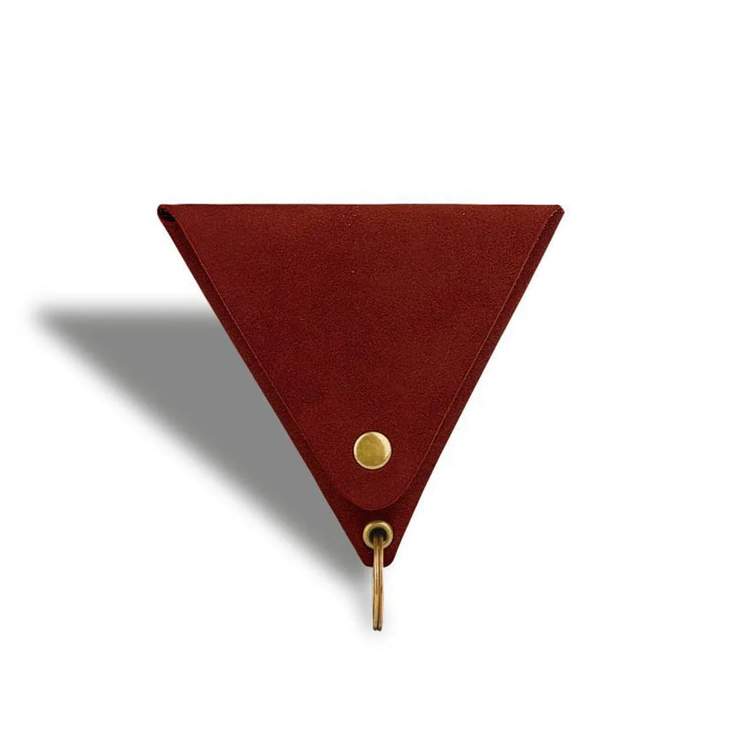 Triangle Mini Coin Purse PU Leather – Card & Key Pouch Mini Coin Purse SWANS Wine Red