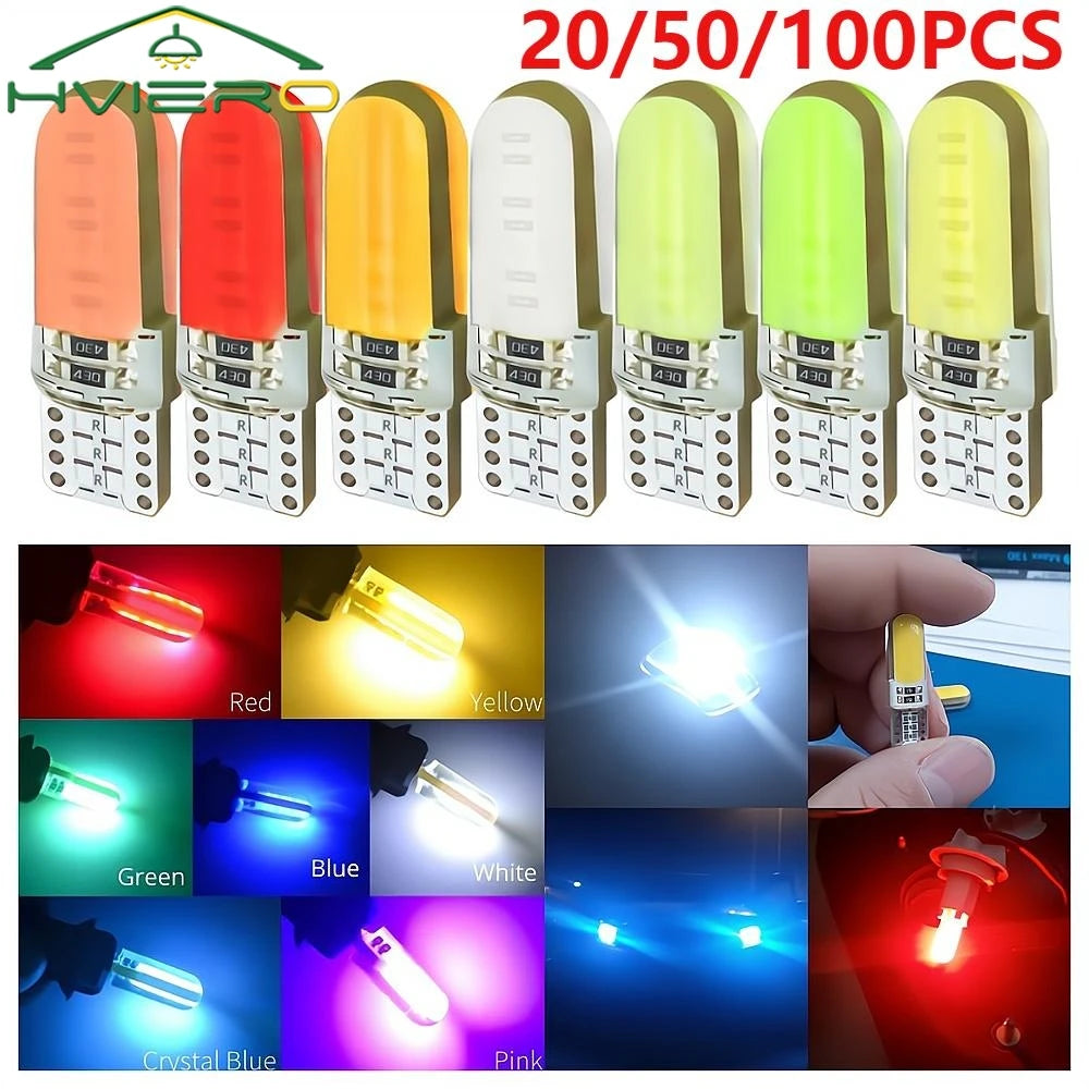 T10 W5W COB LED Car Bulbs 12V Silicone – 20/50/100 Pack LED Car Bulbs SWANS